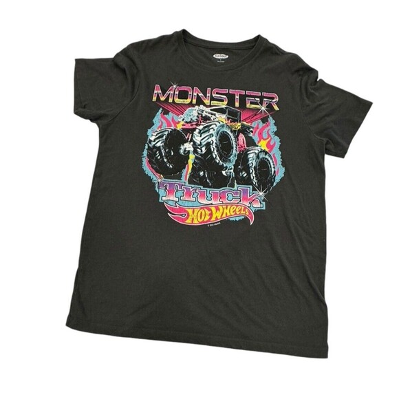 Hot Wheels‎ Monster Truck Gray Graphic T Shirt Adult Size Small Old Navy **hole - Picture 4 of 13